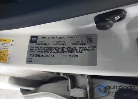 2020 Chevrolet Spark Fwd 1Lt Automatic z USA, uszkodzony, nr VIN KL8CD6SA6LC421226